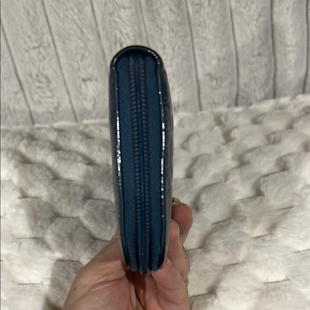 Authentic Chanel Blue Embossed Leather Wallet - Picture 8 of 14